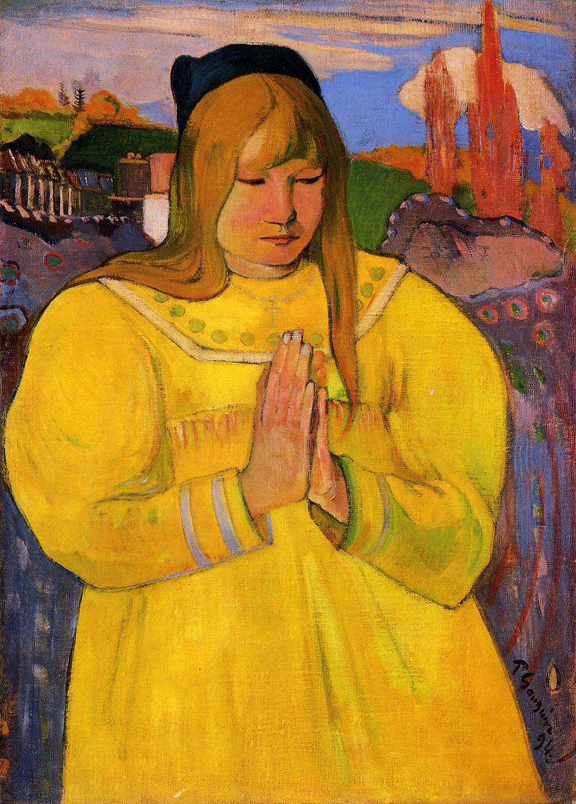 Breton Woman in Prayer - Paul Gauguin Painting